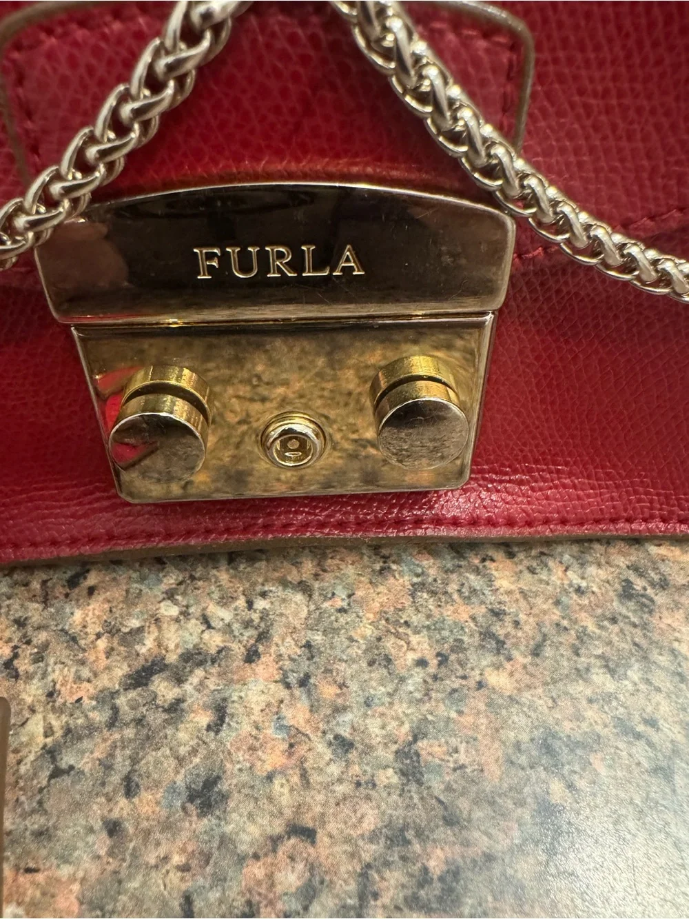 Furla metropolis rare ruby red Leather cross body bag w/care card EUC